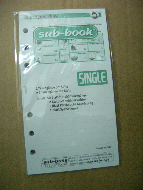 Sub Base Logbuch Einlagen Single, 1 TG/Seite, 100 TG